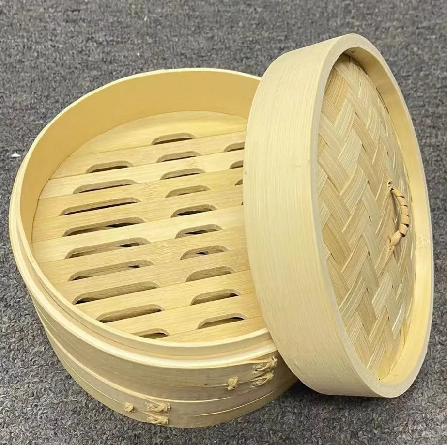 Bamboo Steamer 2 Tier with Lid Baskets Storage Multiple Use BPT14 everythingbamboo