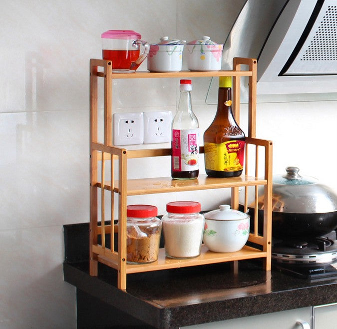 Bamboo Storage Shelf Rack Holder Organizer Kitchen Bathroom Cabinet Stand everythingbamboo