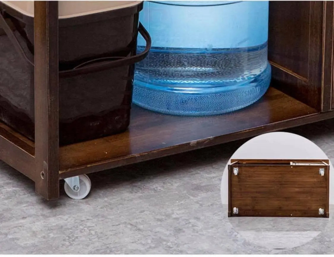 Bamboo Table Bamboo Gongfu Tea Coffee Table Serving Tray Cabinet With Wheels everythingbamboo