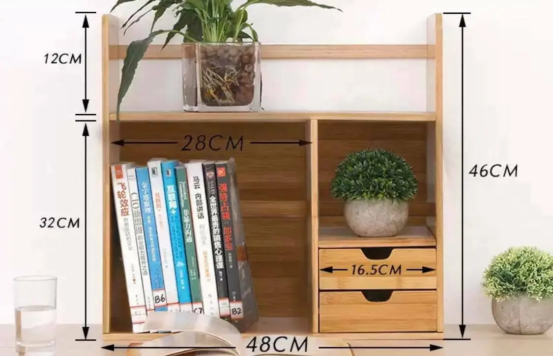 Bamboo Table Desktop Storage Books Organiser With Drawers Desk Shelf Storage everythingbamboo