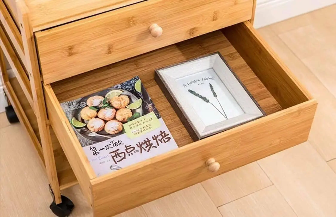Bamboo Table Portable Bedside Table Coffee Table With Wheels Modern Storage everythingbamboo