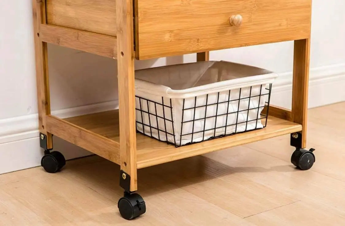 Bamboo Table Portable Bedside Table Coffee Table With Wheels Modern Storage everythingbamboo
