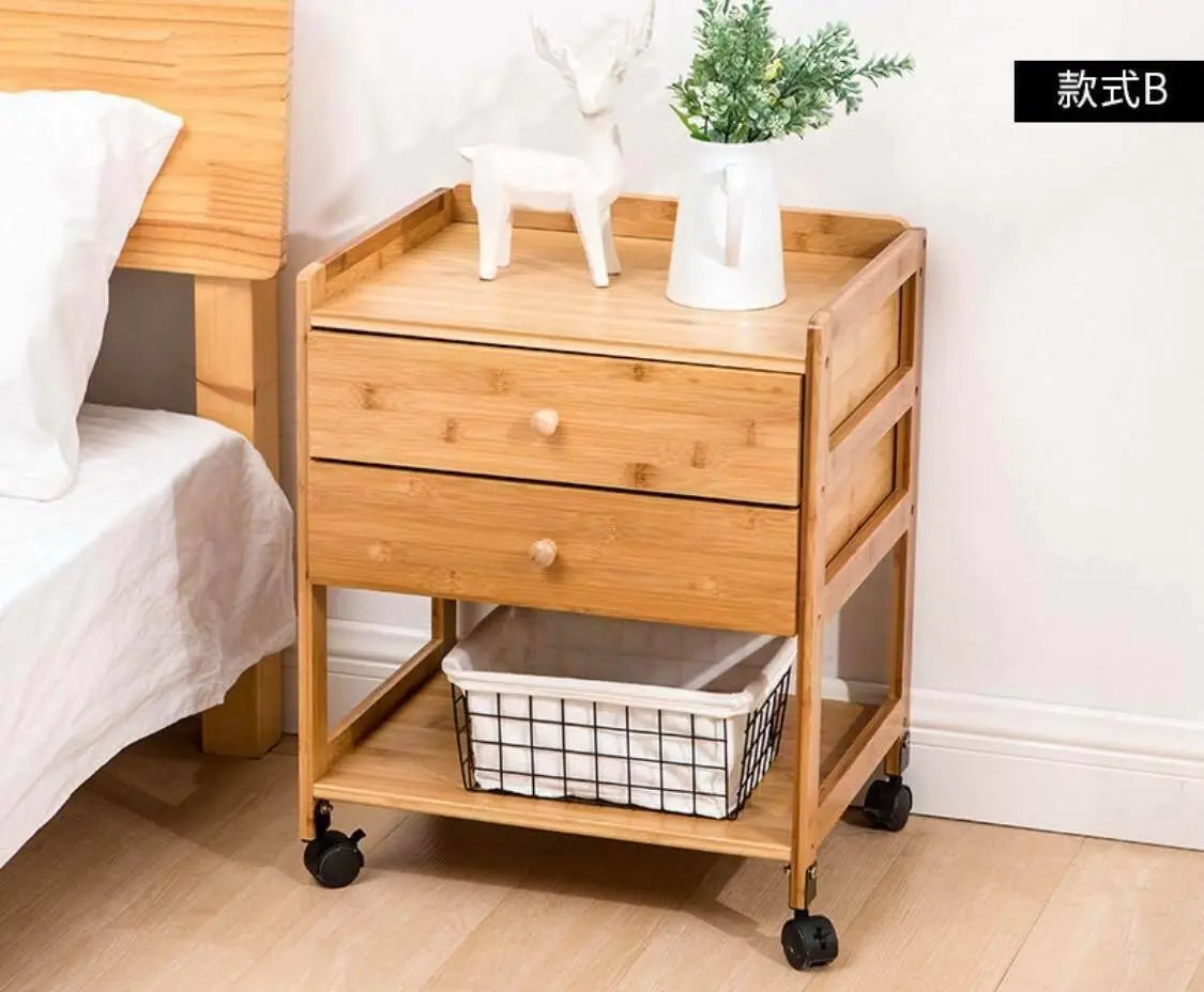 Bamboo Table Portable Bedside Table Coffee Table With Wheels Modern Storage everythingbamboo