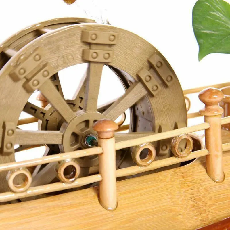Bamboo Water Fountain Handmade Handcrafted Boat Water Feature Spinning Wheels everythingbamboo