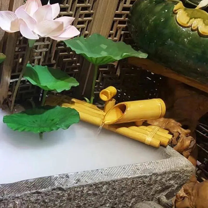 Bamboo Water Fountain Water Feature Flowing Indoor Outdoor Garden Decoration everythingbamboo