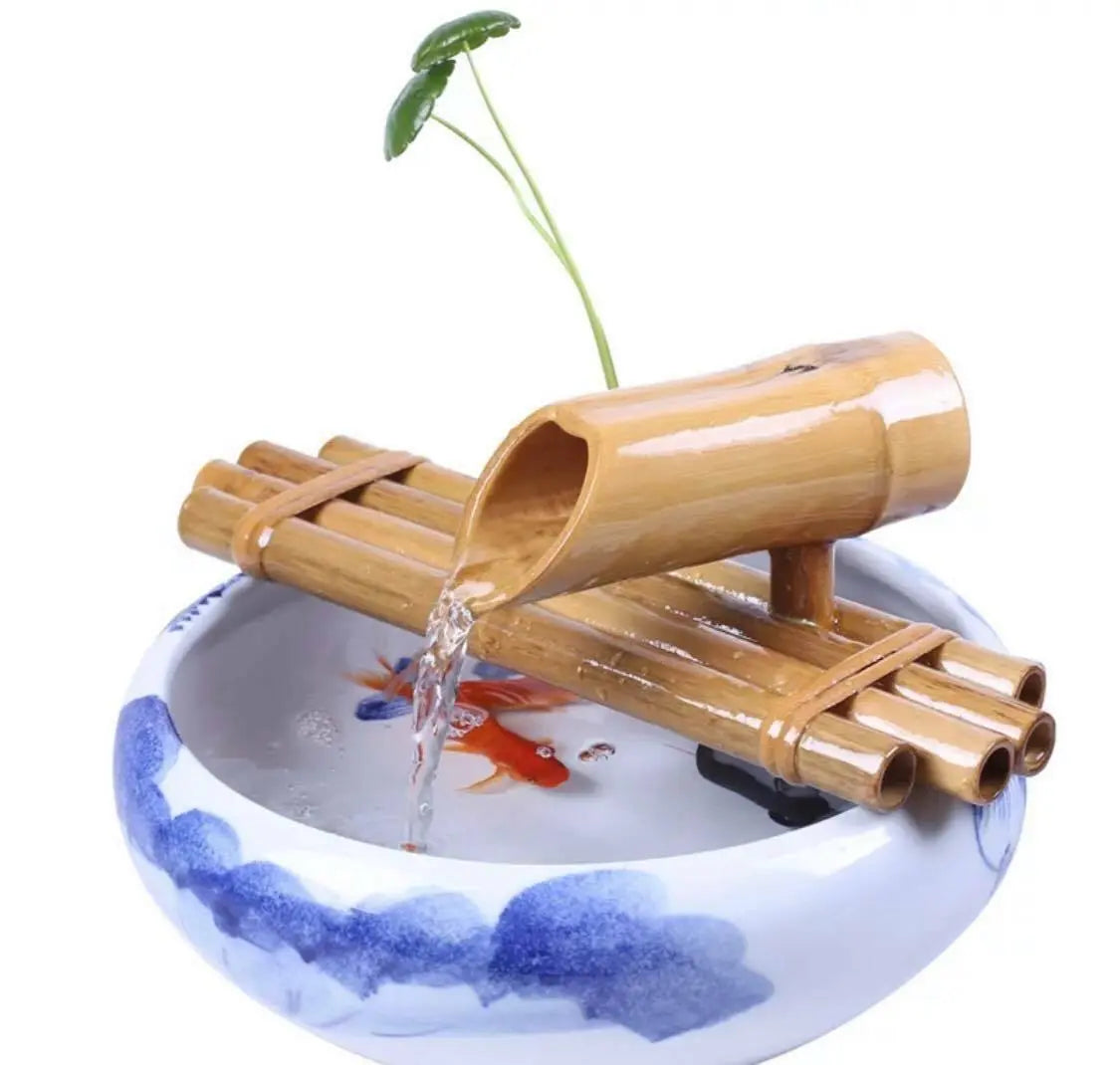 Bamboo Water Fountain Water Feature Flowing Indoor Outdoor Garden Decoration everythingbamboo