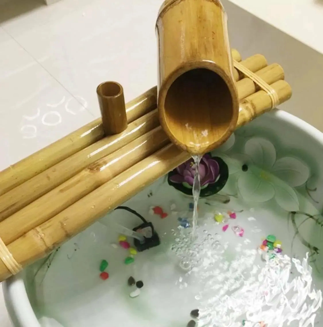 Bamboo Water Fountain Water Feature Flowing Indoor Outdoor Garden Decoration everythingbamboo