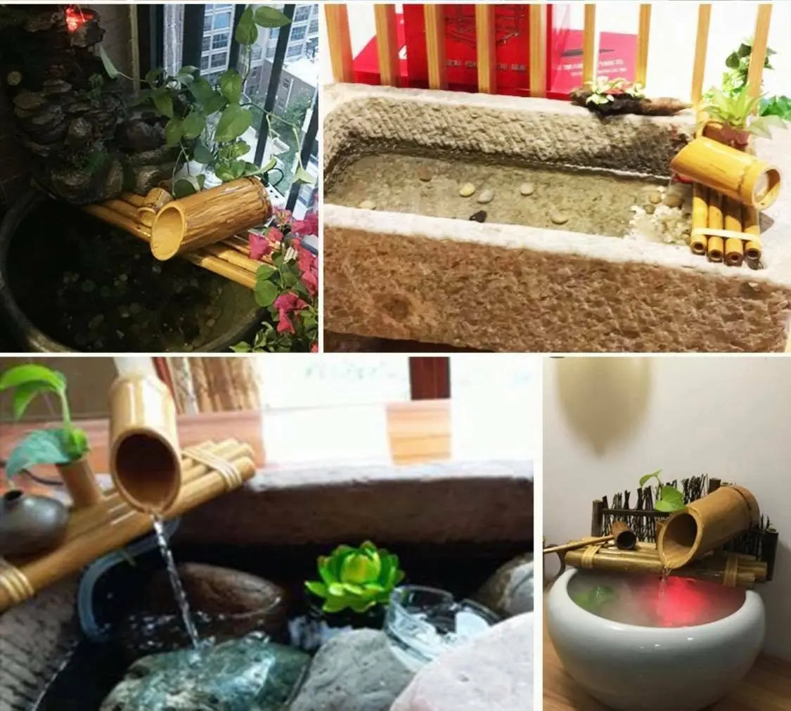 Bamboo Water Fountain Water Feature Flowing Indoor Outdoor Garden Decoration everythingbamboo