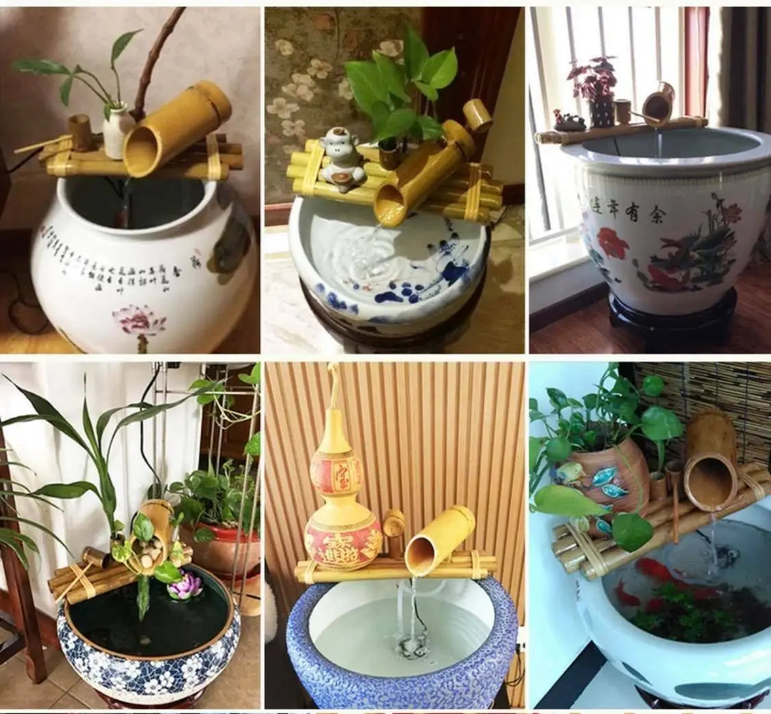 Bamboo Water Fountain Water Feature Flowing Indoor Outdoor Garden Decoration everythingbamboo