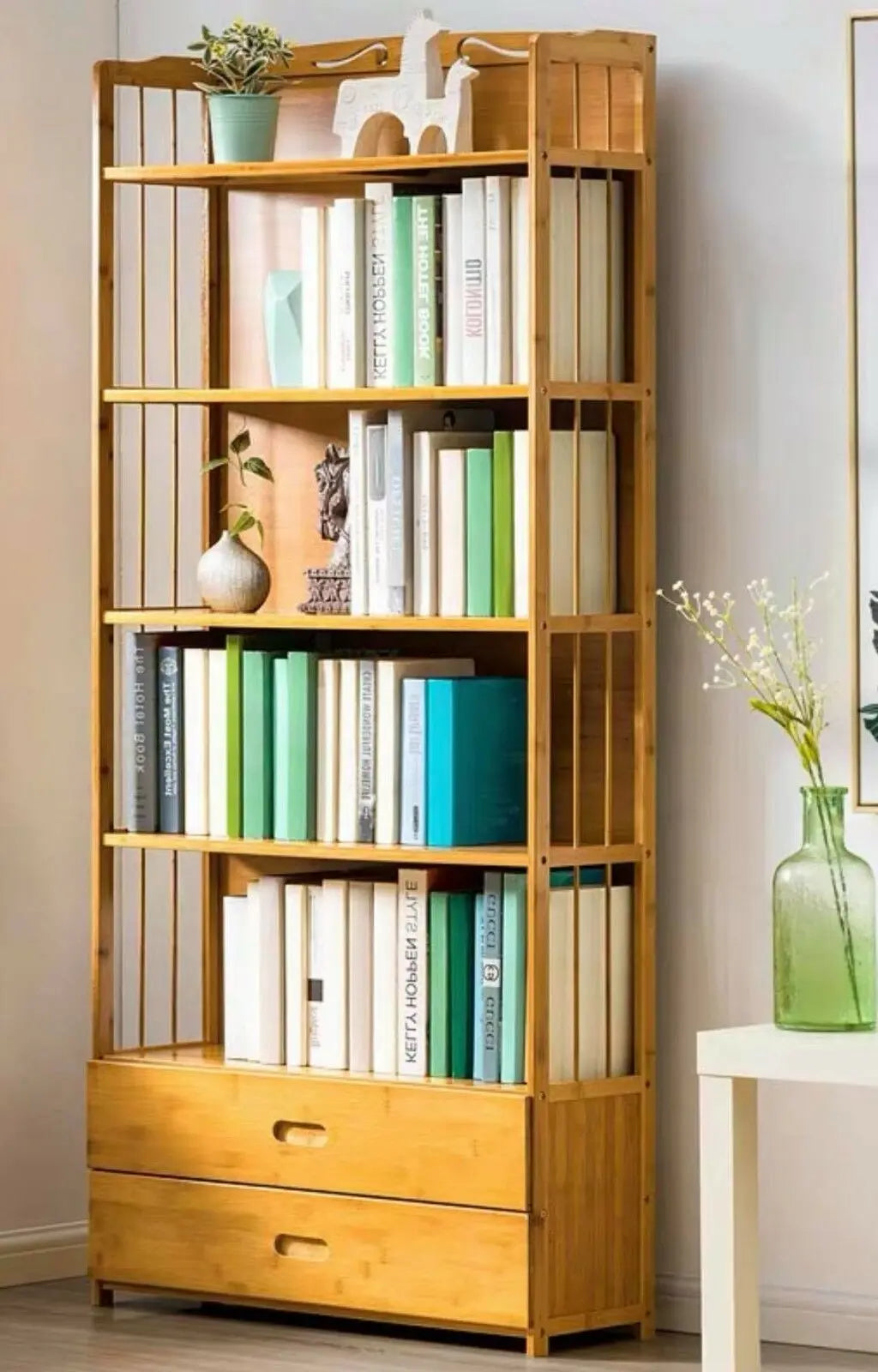 Bamboo Wooden Bookcase Bookshelf Multi-Tiers Storage Rack Shelf Office Furniture everythingbamboo