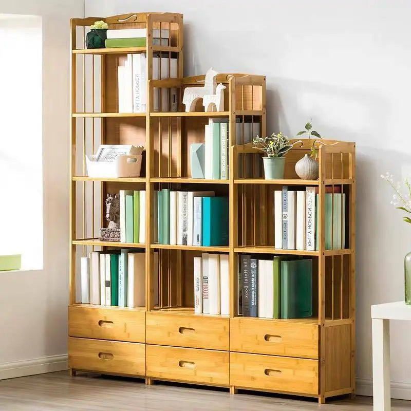 Bamboo Wooden Bookcase Bookshelf Multi-Tiers Storage Rack Shelf Office Furniture everythingbamboo