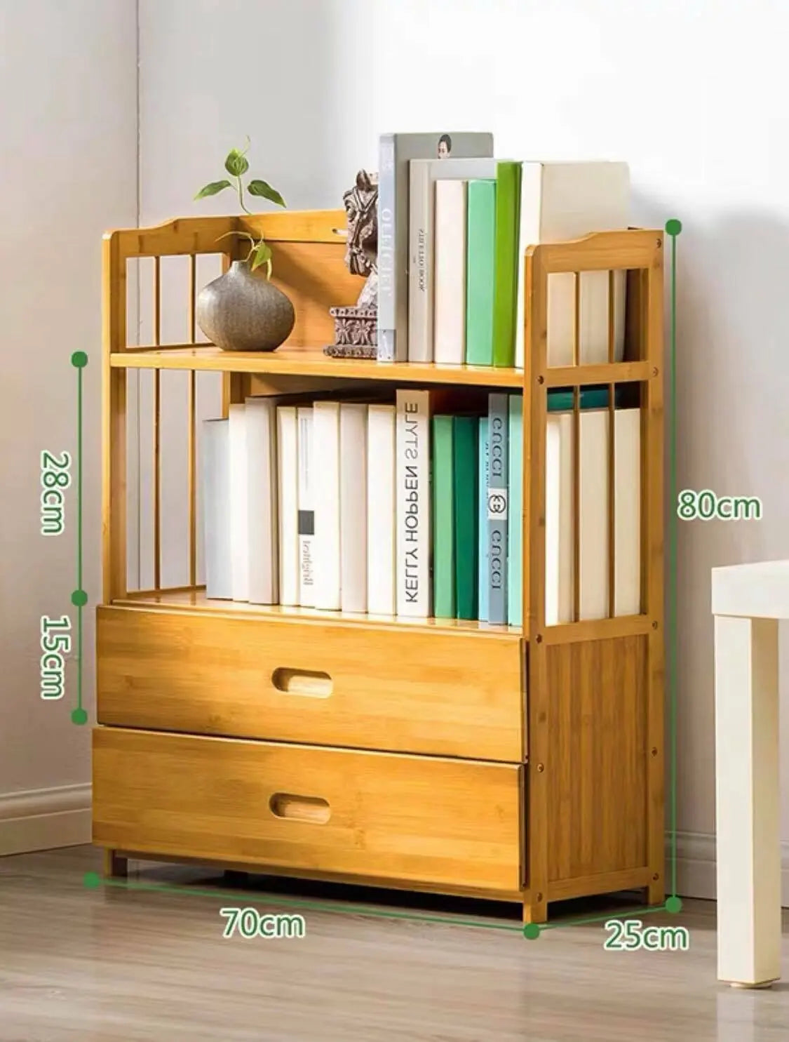 Bamboo Wooden Bookcase Bookshelf Multi-Tiers Storage Rack Shelf Office Furniture everythingbamboo