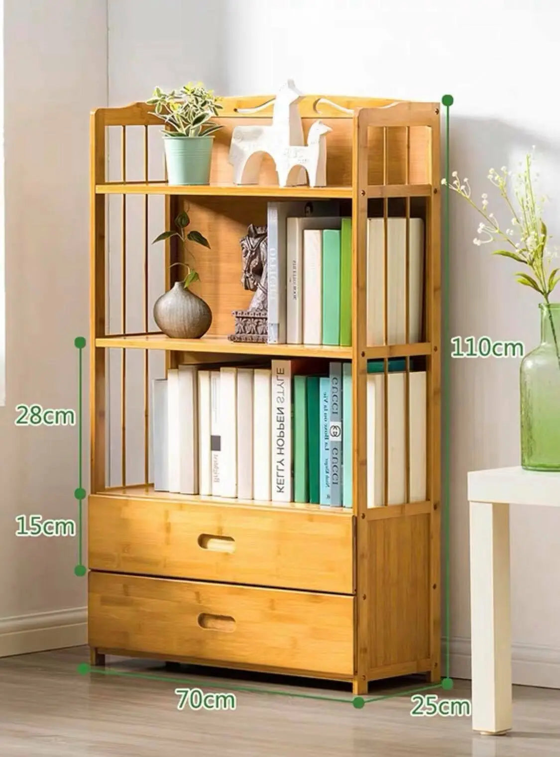 Bamboo Wooden Bookcase Bookshelf Multi-Tiers Storage Rack Shelf Office Furniture everythingbamboo