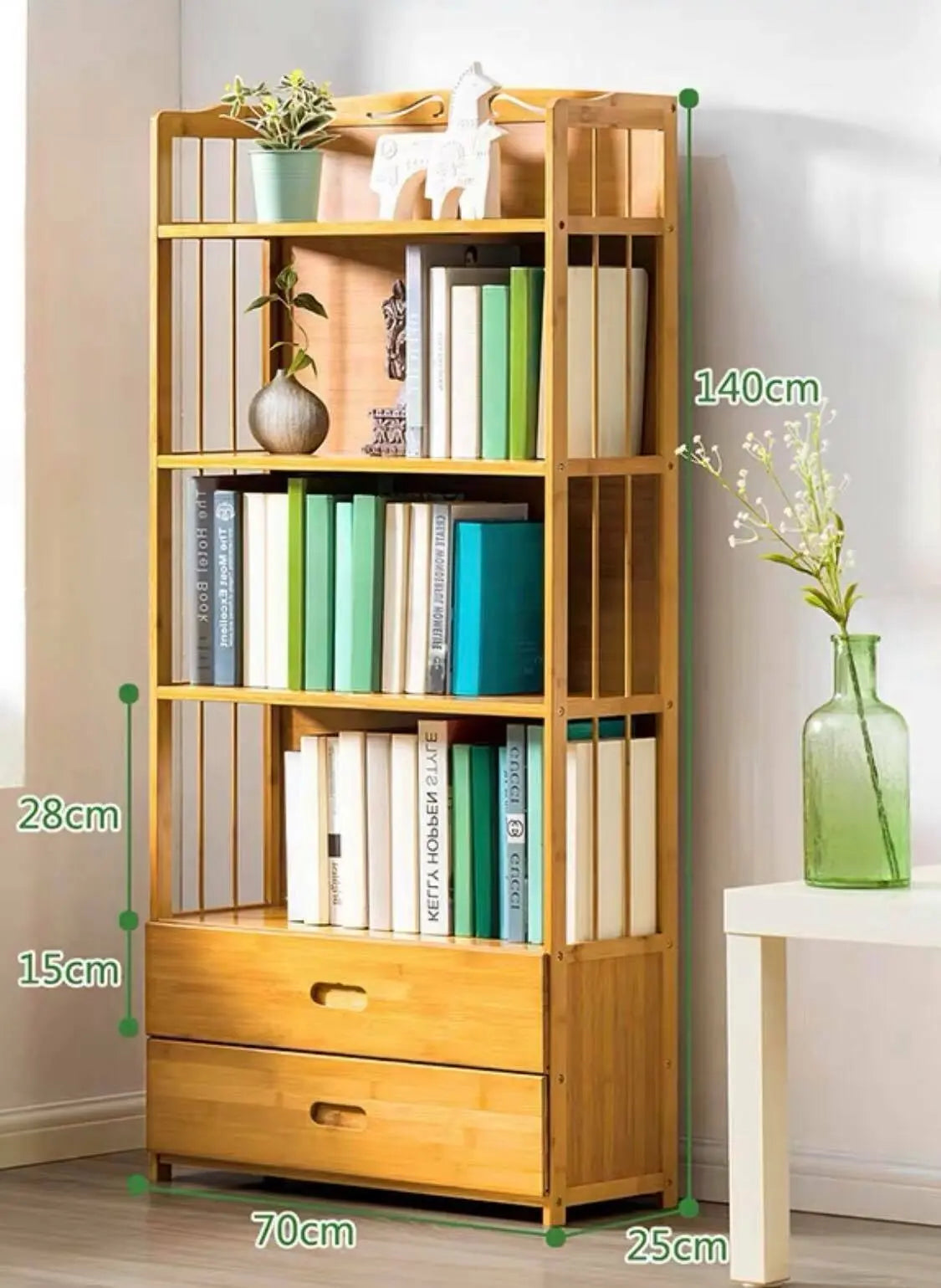 Bamboo Wooden Bookcase Bookshelf Multi-Tiers Storage Rack Shelf Office Furniture everythingbamboo
