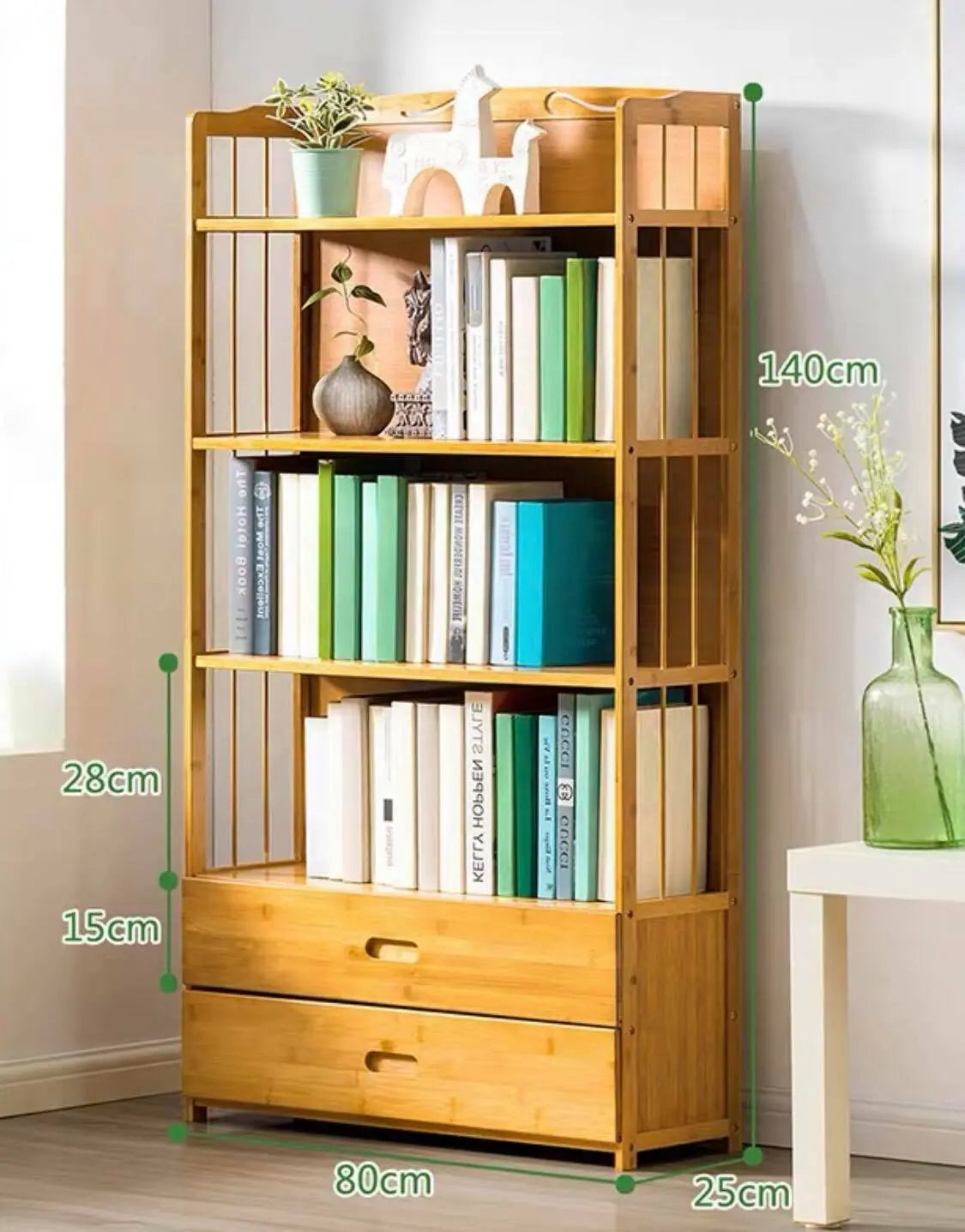 Bamboo Wooden Bookcase Bookshelf Multi-Tiers Storage Rack Shelf Office Furniture everythingbamboo