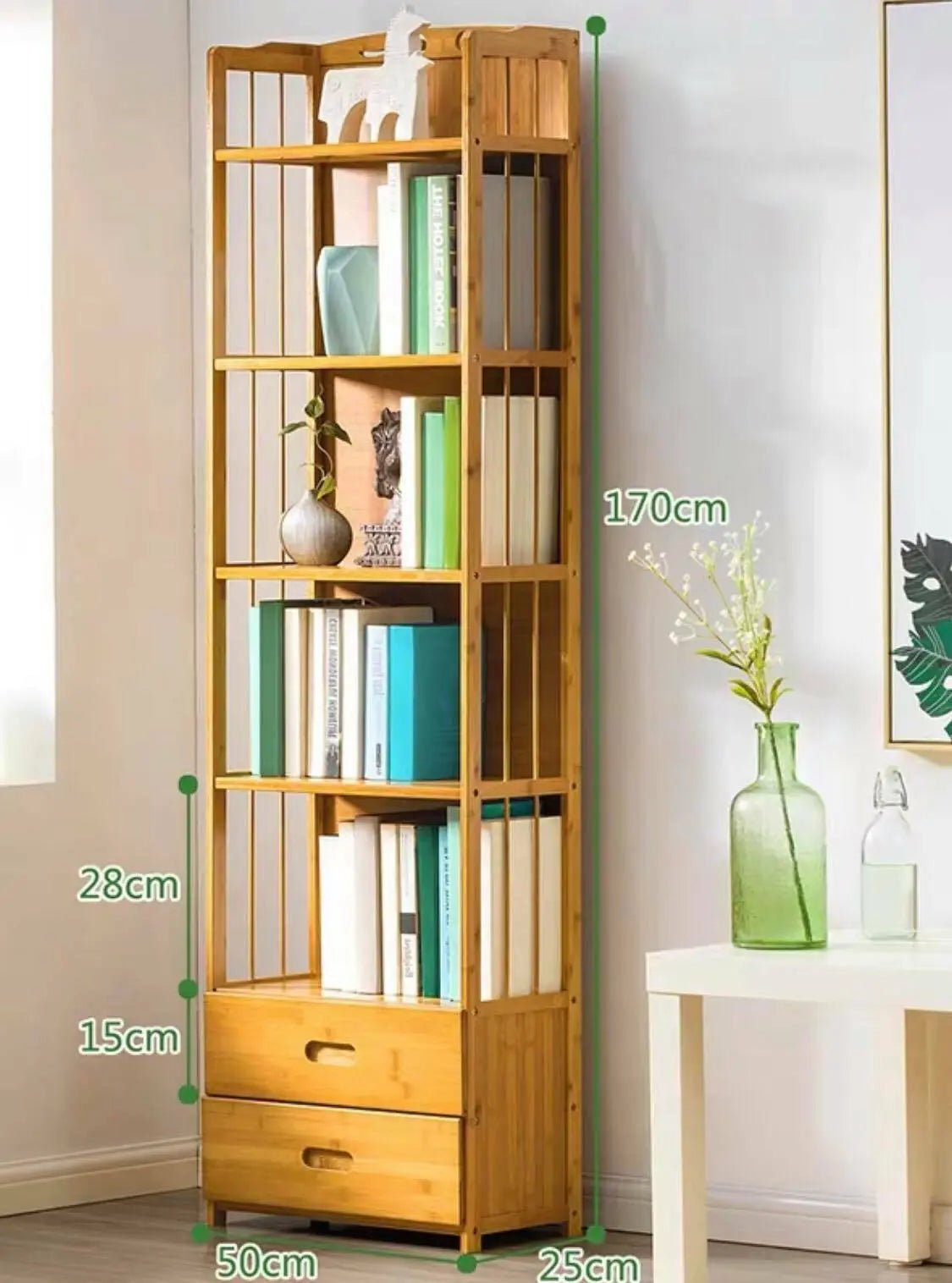 Bamboo Wooden Bookcase Bookshelf Multi-Tiers Storage Rack Shelf Office Furniture everythingbamboo