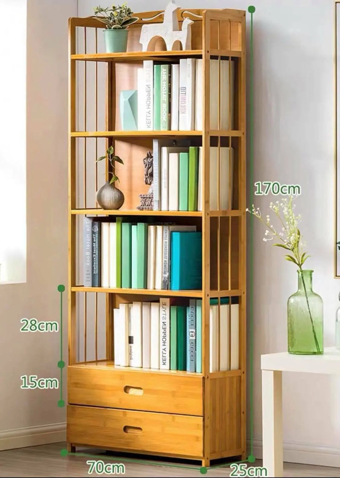 Bamboo Wooden Bookcase Bookshelf Multi-Tiers Storage Rack Shelf Office Furniture everythingbamboo
