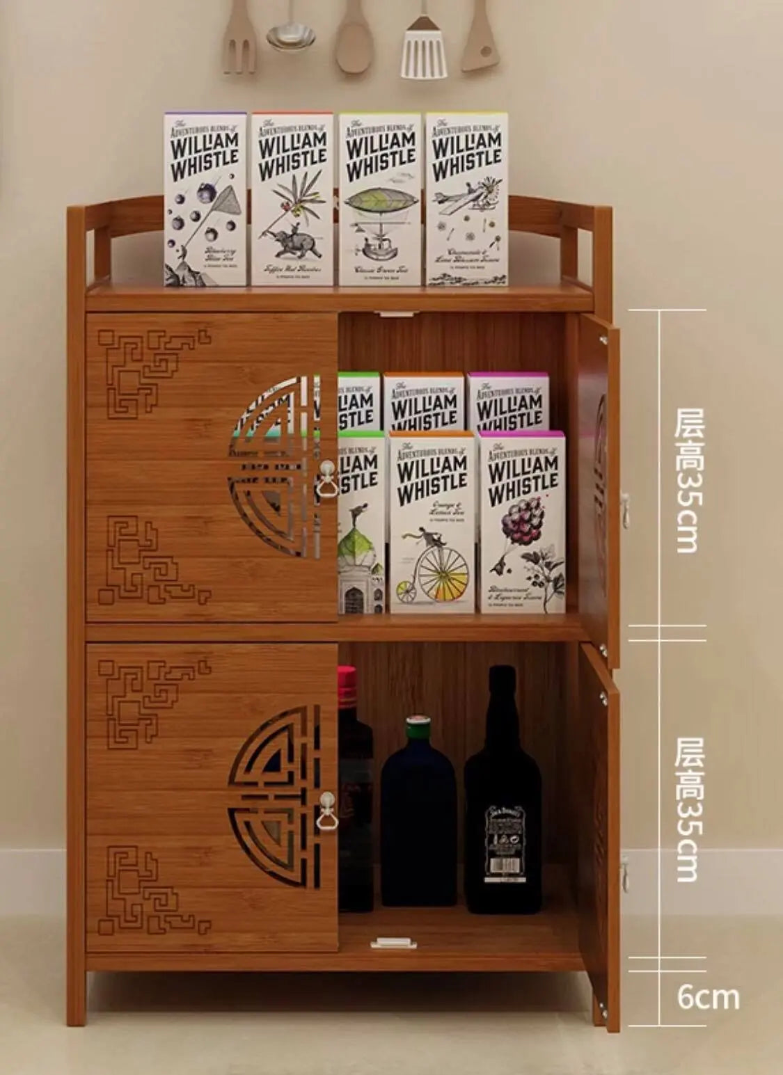 Bamboo Wooden Case With Door Kitchen Storage Elegant Antique Style 楠竹仿古柜子储物柜 everythingbamboo