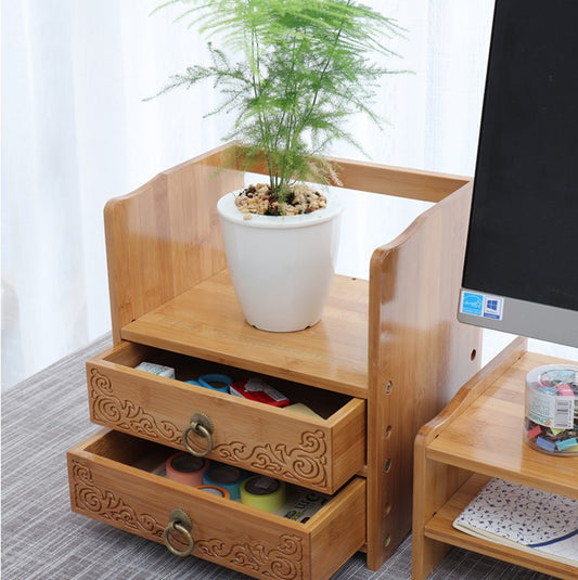 Bamboo Wooden Desk Organizer Multi-use Stationary Box Storage Decorative Drawers space saver everythingbamboo
