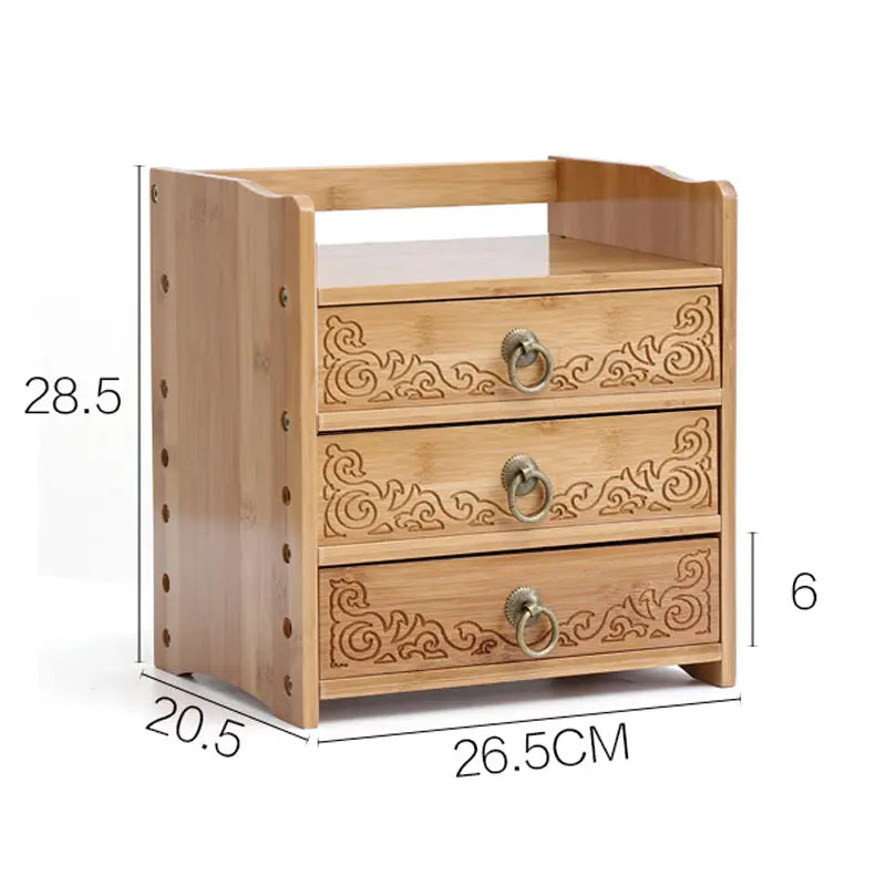 Bamboo Wooden Desk Organizer Multi-use Stationary Box Storage Decorative Drawers space saver everythingbamboo