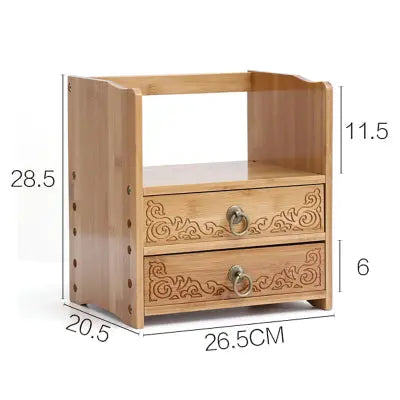 Bamboo Wooden Desk Organizer Multi-use Stationary Box Storage Decorative Drawers space saver everythingbamboo