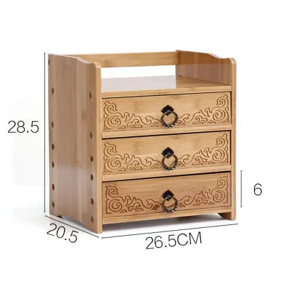 Bamboo Wooden Desk Organizer Multi-use Stationary Box Storage Decorative Drawers space saver everythingbamboo