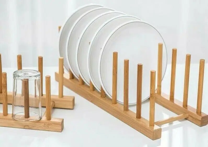 Bamboo Wooden Dish Rack Drainer Plate Holder Drying Bowls Rack Stand Kitchen BKW06 everythingbamboo