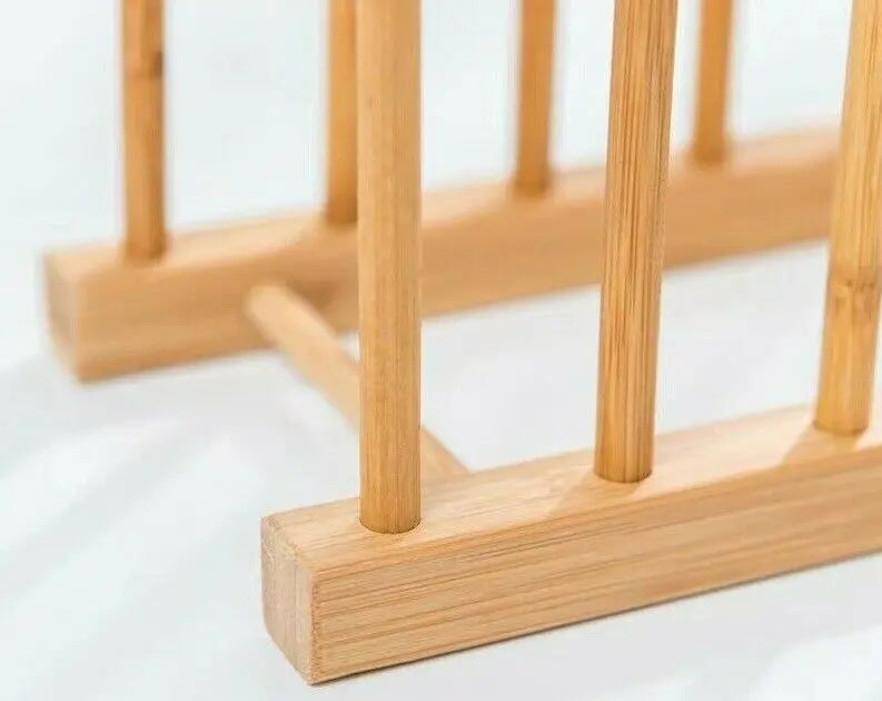 Bamboo Wooden Dish Rack Drainer Plate Holder Drying Bowls Rack Stand Kitchen BKW06 everythingbamboo