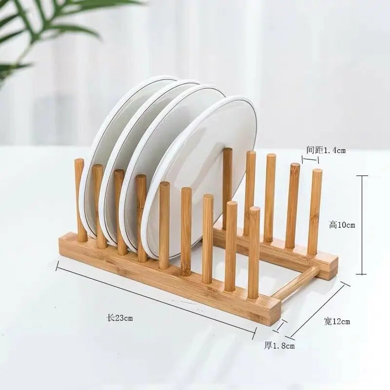Bamboo Wooden Dish Rack Drainer Plate Holder Drying Bowls Rack Stand Kitchen BKW06 everythingbamboo