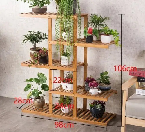 Bamboo Wooden Plant Stand Indoor Outdoor Garden Planter Flower Pot Stand Shelf Unbranded