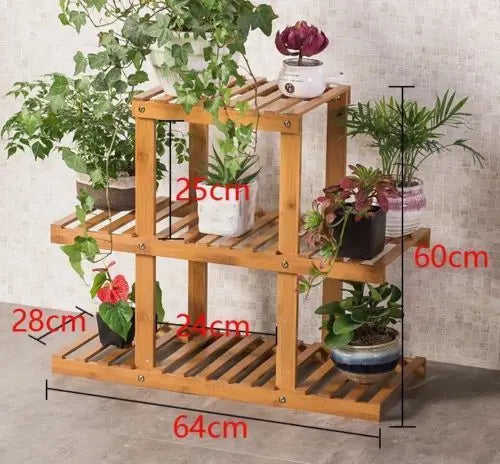 Bamboo Wooden Plant Stand Indoor Outdoor Garden Planter Flower Pot Stand Shelf Unbranded