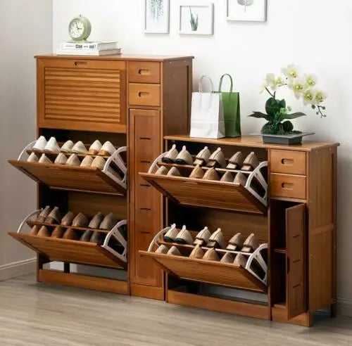 Bamboo Wooden Shoe Case With Drawer Shoe Rack Shelf Storage Cabinet Stylish everythingbamboo