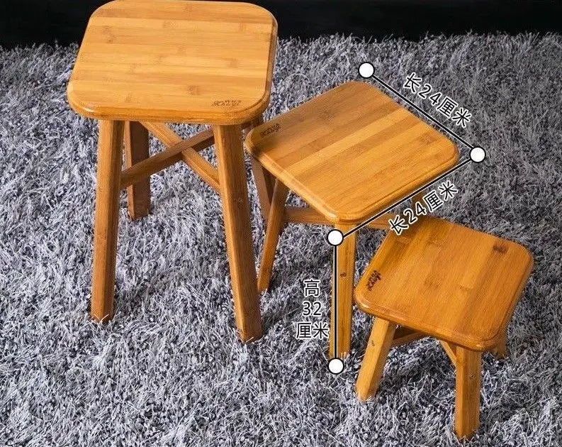 Bamboo Wooden Stool Rest Stool Fishing Stool Square Bamboo Stool Vase Base everythingbamboo