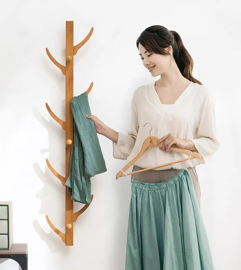 Bamboo Wooden Wall Hanging Rack Clothes Hat Rack Hallstand Hatstand Hat Rack Clothes Tree Style everythingbamboo