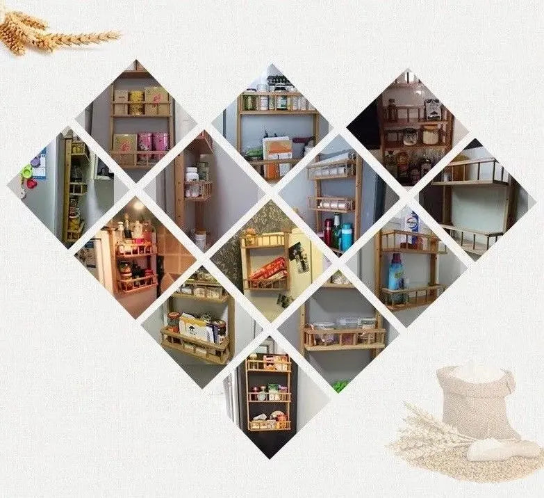 Bamboo Wooden refrigerator rack side wall hanging shelf kitchen storage 冰箱挂架侧壁挂架 Unbranded