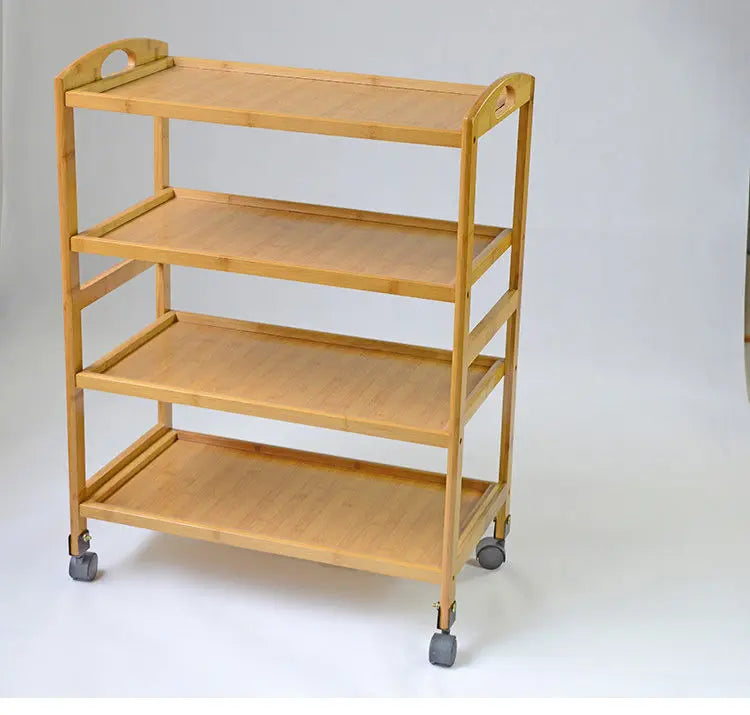 Bamboo multiple shelves drink food car on wheels serving tray bamboo storage everythingbamboo