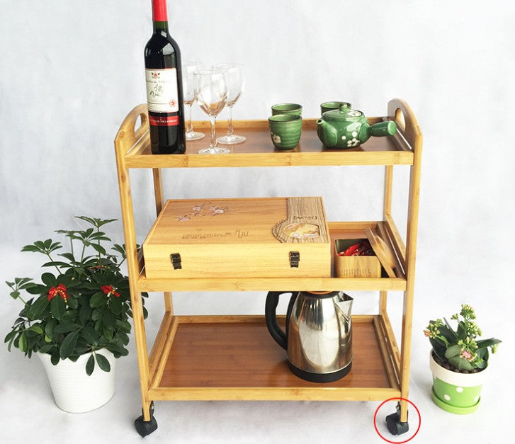 Bamboo multiple shelves drink food car on wheels serving tray bamboo storage everythingbamboo