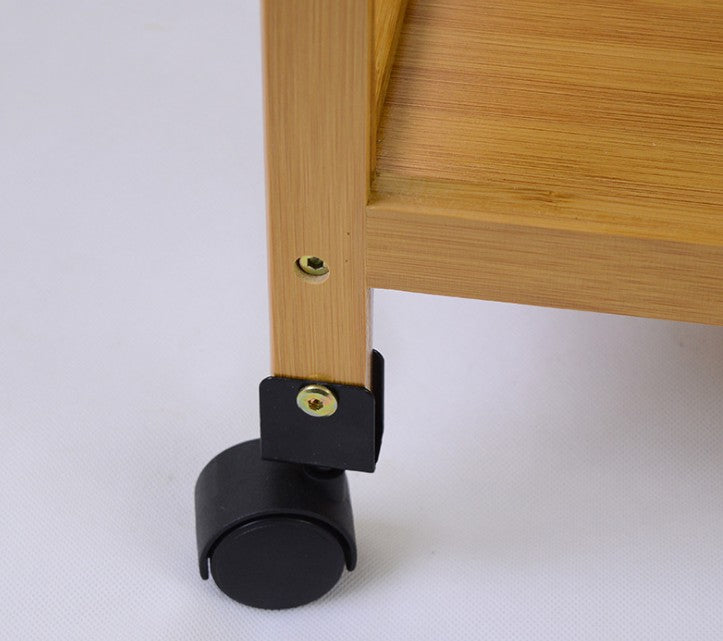 Bamboo multiple shelves drink food car on wheels serving tray bamboo storage everythingbamboo