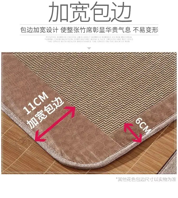 Best 5A Bamboo bed Mat +2 Pillow Case Both Size Mattress Topper Sheet Rug Floor Cool 双面折叠竹凉席加两枕套 everythingbamboo