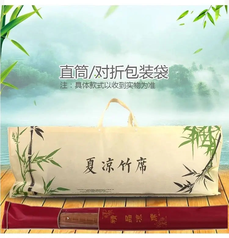 Best 5A Bamboo bed Mat +2 Pillow Case Both Size Mattress Topper Sheet Rug Floor Cool 双面折叠竹凉席加两枕套 everythingbamboo