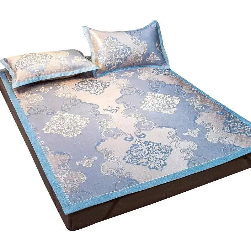 Cool Bed Sheet Mat+Pillow Cases Summer European Style Soft Bingsi Cool 夏季冰丝软凉席 everythingbamboo