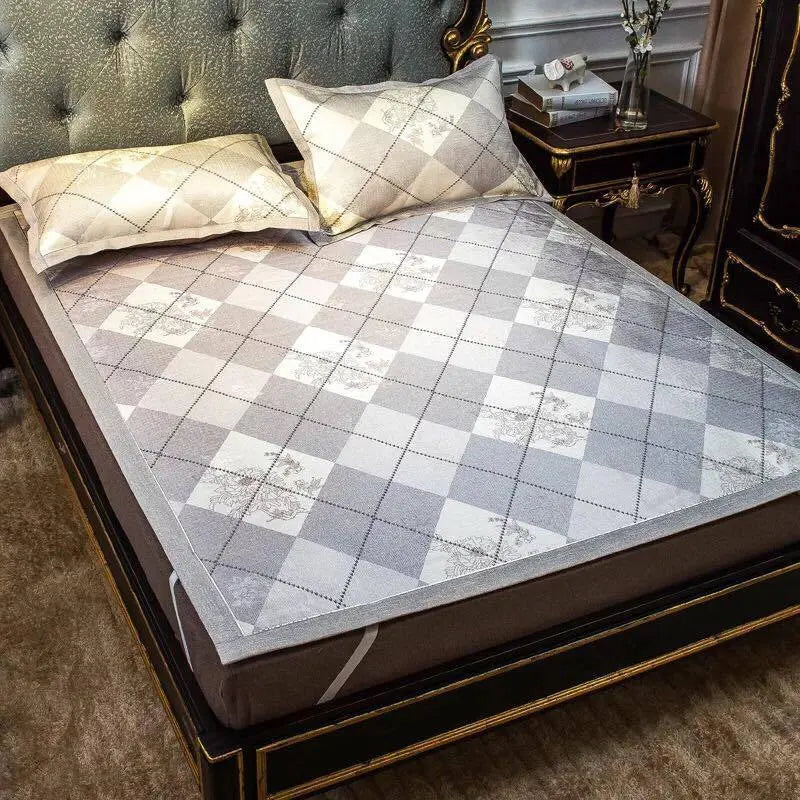 Cool Bed Sheet Mat+Pillow Cases Summer European Style Soft Bingsi Cool 夏季冰丝软凉席 everythingbamboo