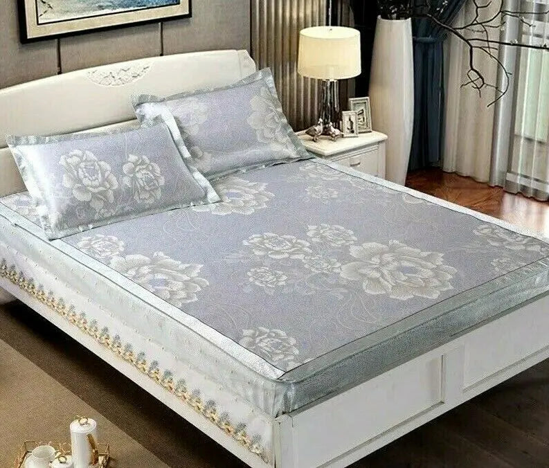Cool Summer Bed Sheet Mat With Cover And Pillow Cases Soft Bingsi 夏季冰丝软凉席三件套 everythingbamboo