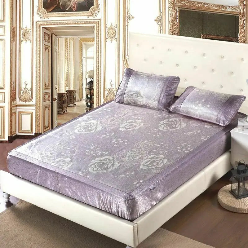 Cool Summer Bed Sheet Mat With Cover And Pillow Cases Soft Bingsi 夏季冰丝软凉席三件套 everythingbamboo