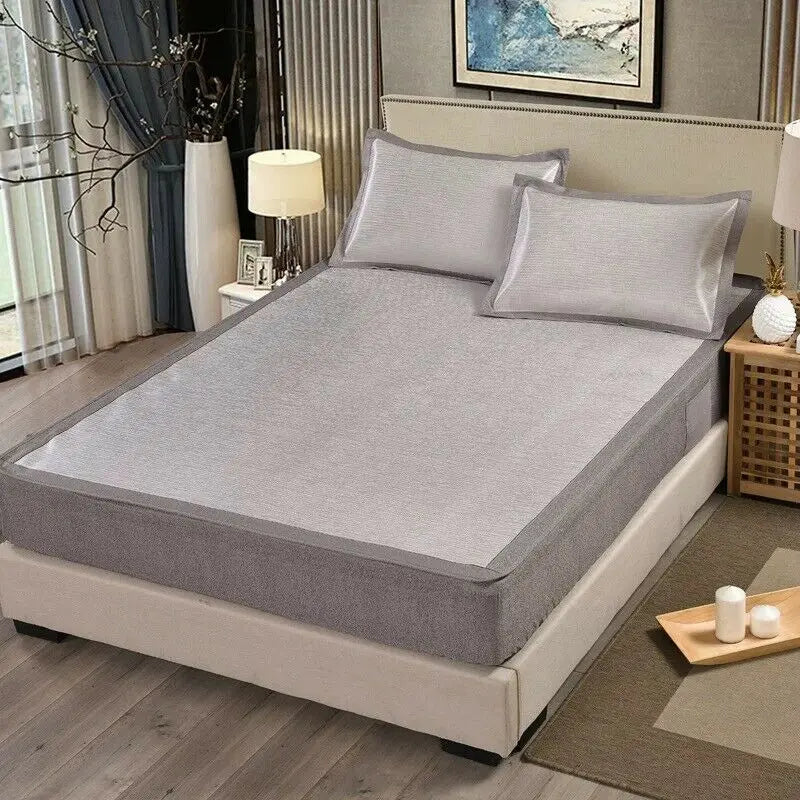 Cool Summer Bed Sheet Mat With Cover And Pillow Cases Soft Bingsi 夏季冰丝软凉席三件套 everythingbamboo