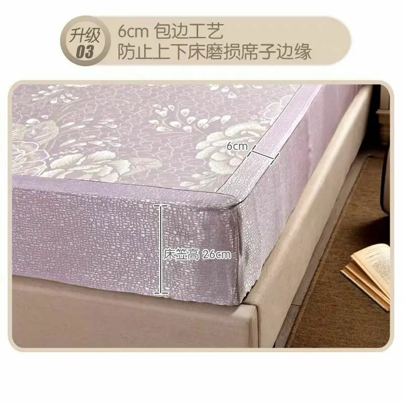 Cool Summer Bed Sheet Mat With Cover And Pillow Cases Soft Bingsi 夏季冰丝软凉席三件套 everythingbamboo