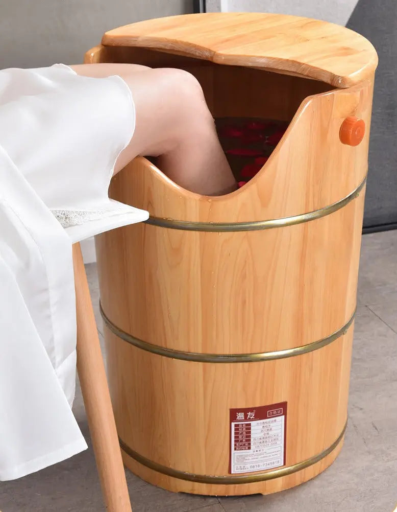 Foot Spa Super Tall 60cm Foot Basin Wooden Bucket Foot Bath 6 in 1 加高加厚泡脚排水木桶加全套配件 everythingbamboo