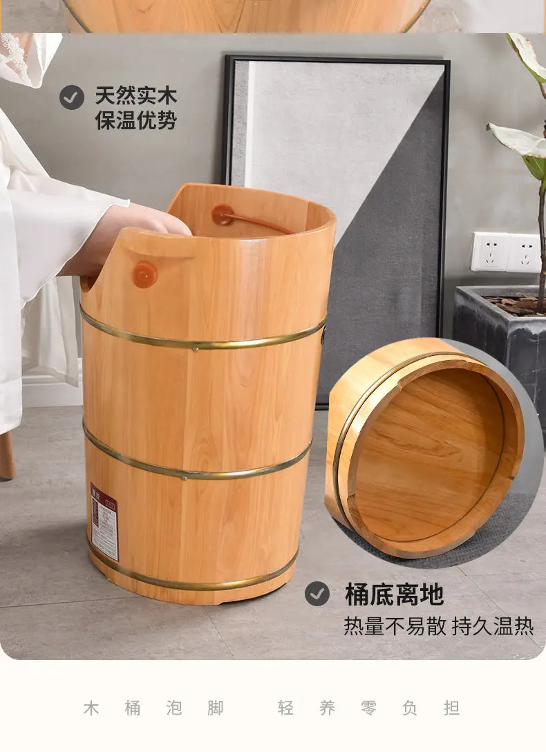 Foot Spa Super Tall 60cm Foot Basin Wooden Bucket Foot Bath 6 in 1 加高加厚泡脚排水木桶加全套配件 everythingbamboo
