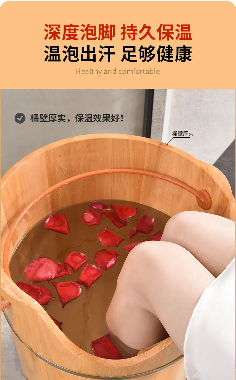 Foot Spa Super Tall 60cm Foot Basin Wooden Bucket Foot Bath 6 in 1 加高加厚泡脚排水木桶加全套配件 everythingbamboo