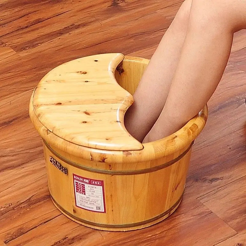 Foot basin wooden bucket foot bath&massage plus cover and massage 足浴桶加厚泡脚加盖和按摩器 Bonler